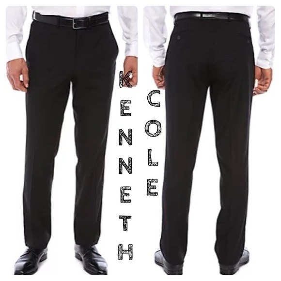 Kenneth Cole Reaction black dress pants pleated. - Picture 1 of 11